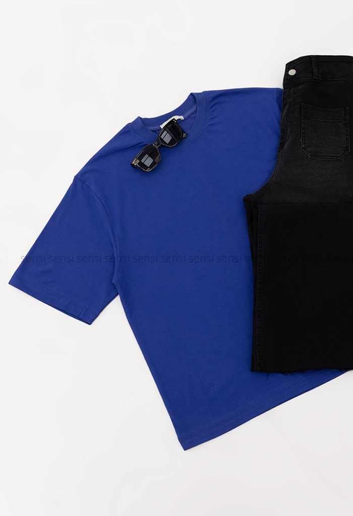 تیشرت زنانه باکسی رنگی پنبه کد1005862